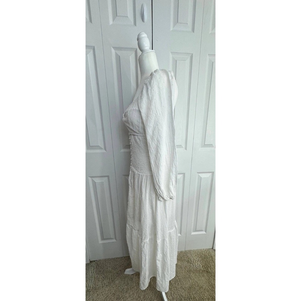 Astr The Label Long Sleeve Twist Bust Dress Women's Small White Puffy Sleeve - Picture 6 of 10